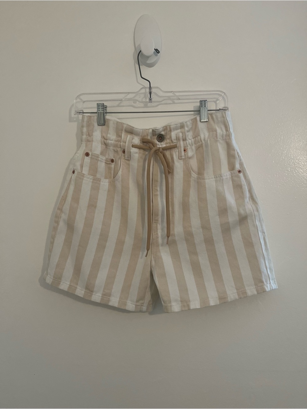 Bellerose High Rise Shorts Women Cotton Linen off white beige size 25 preppy